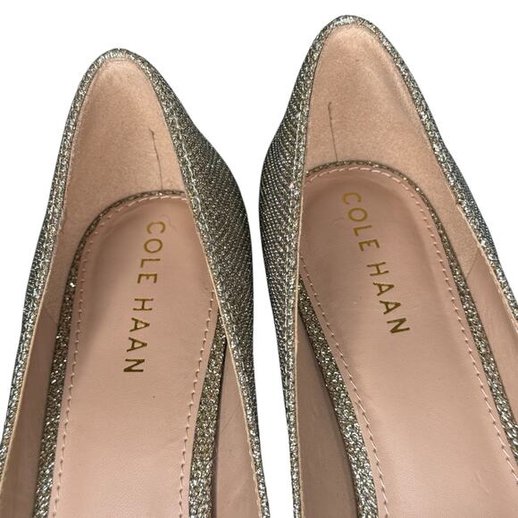 Cole Haan Mylah Glitter Block Heel Pumps Gold Wedding Party Date Night Shoes 8B - Picture 5 of 8